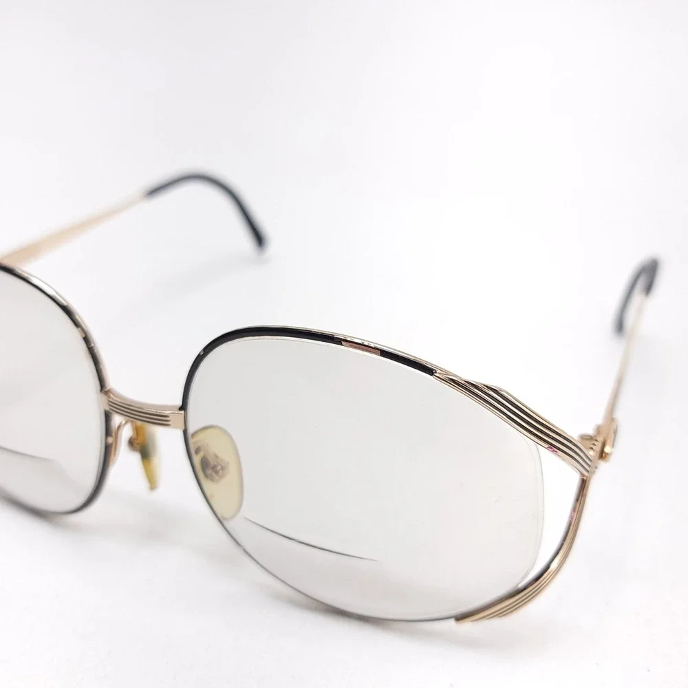 Christian Dior STRIA 2387 Vintage Oversized Round Gold Black Eyeglass Frames‎